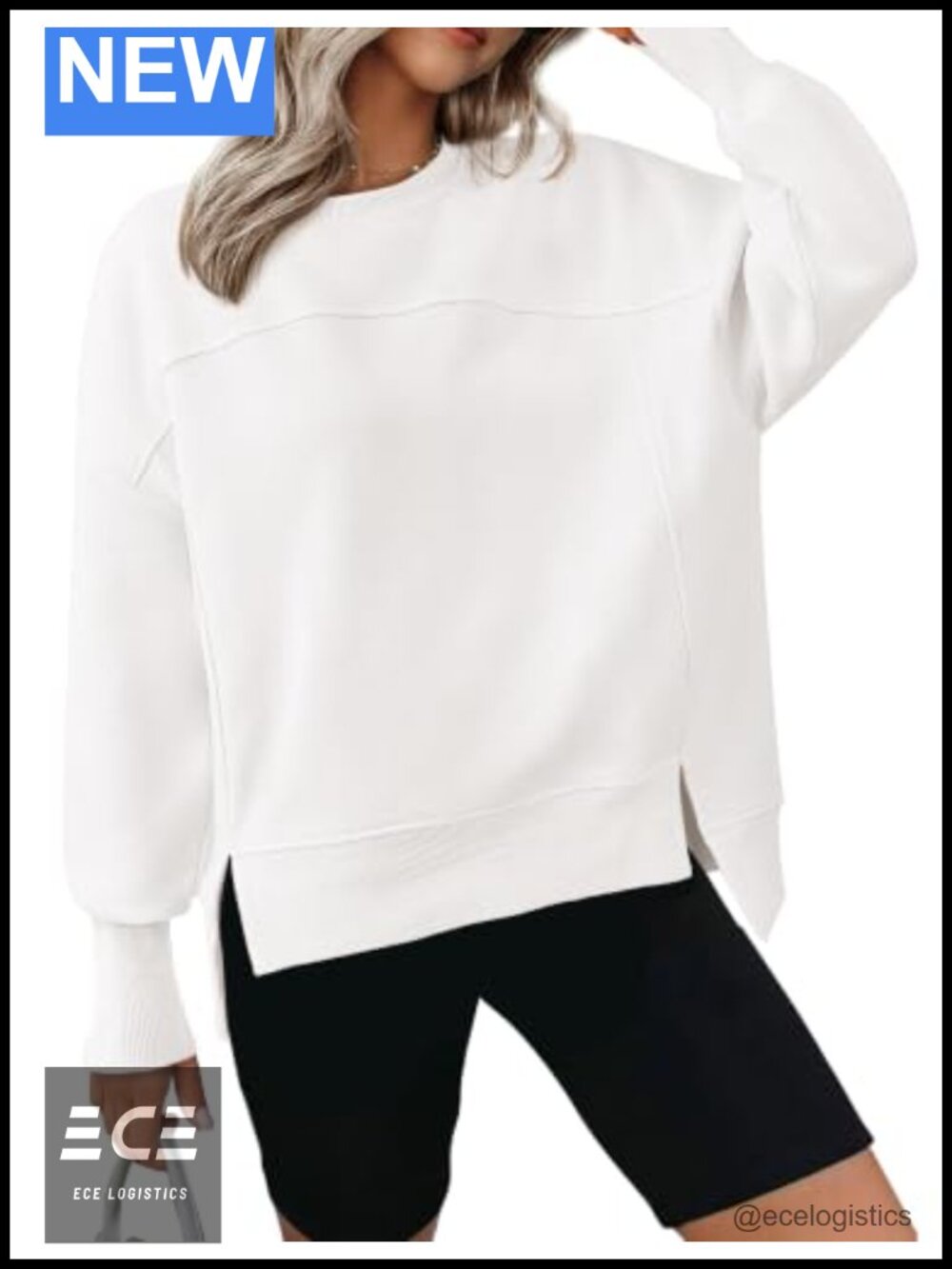Womens Crewneck Sweatshirt Fleece Pullover High Low Hem Long Sleeve Casual